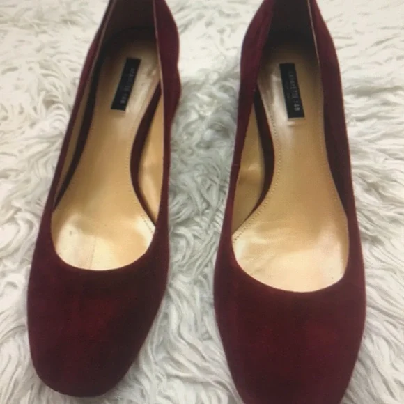 Lafayette 148 burgundy suede almond toe purmp heele - Picture 3 of 6